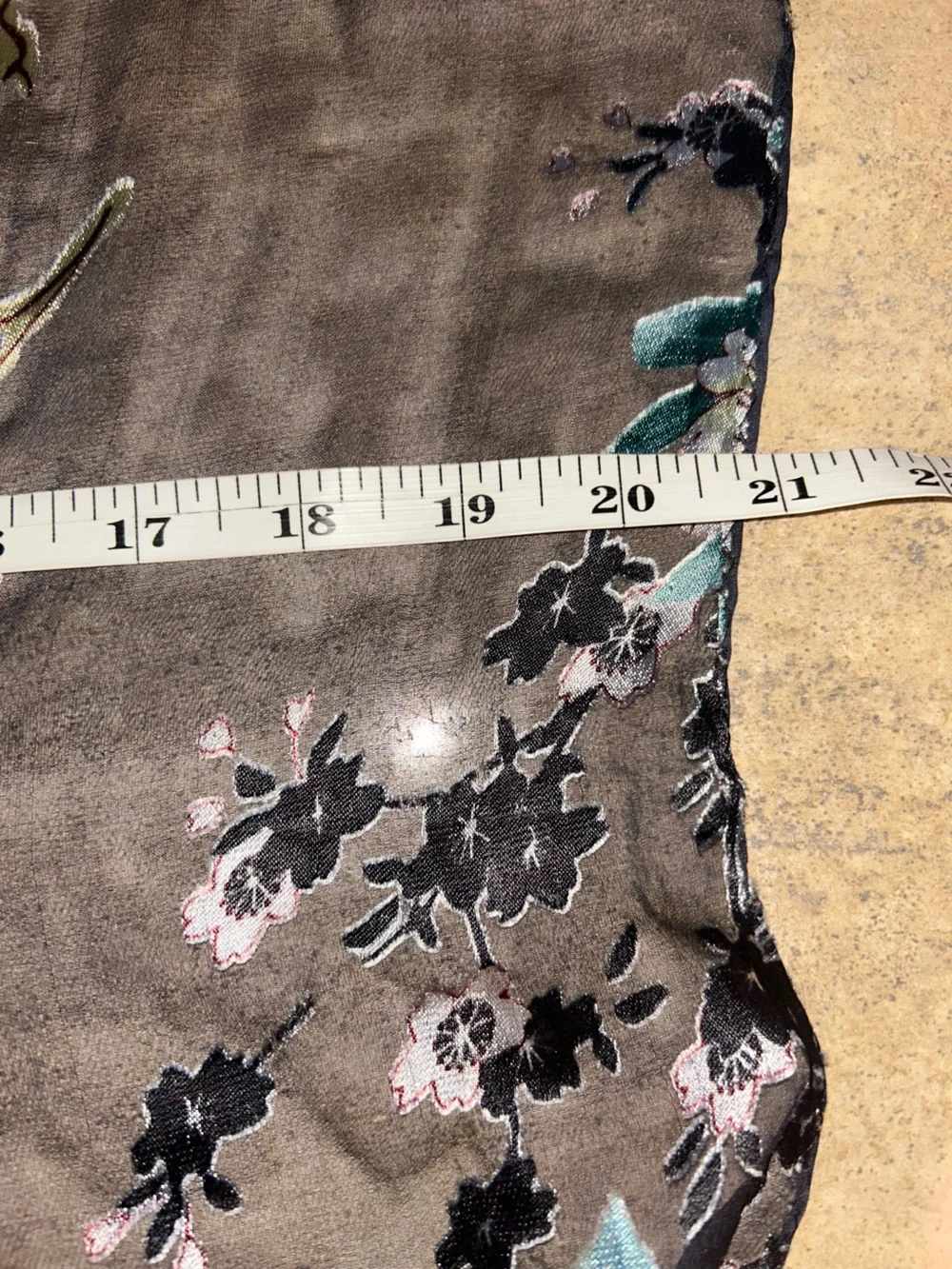 Asian Inspired Silk Scarf - sheer black w/all over print
